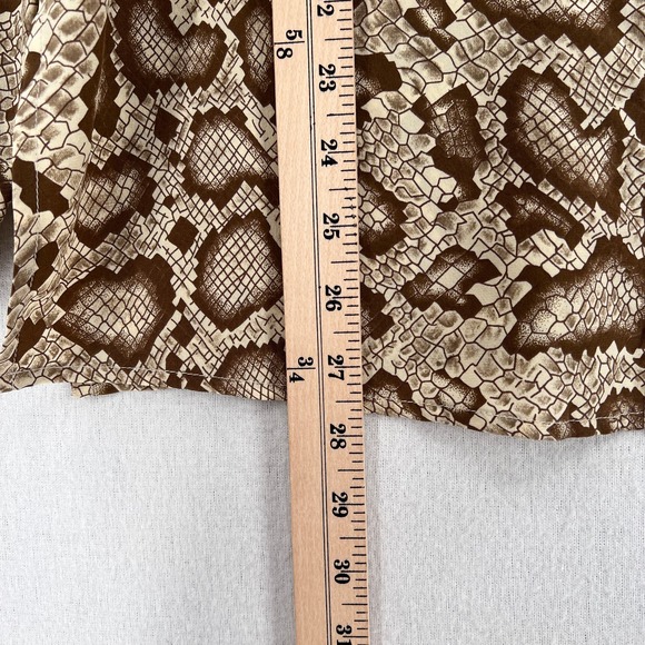 BALLA VALENTINA Shirt Womens Medium Cream Brown Snake Python Print Silk Blouse - Picture 16 of 16